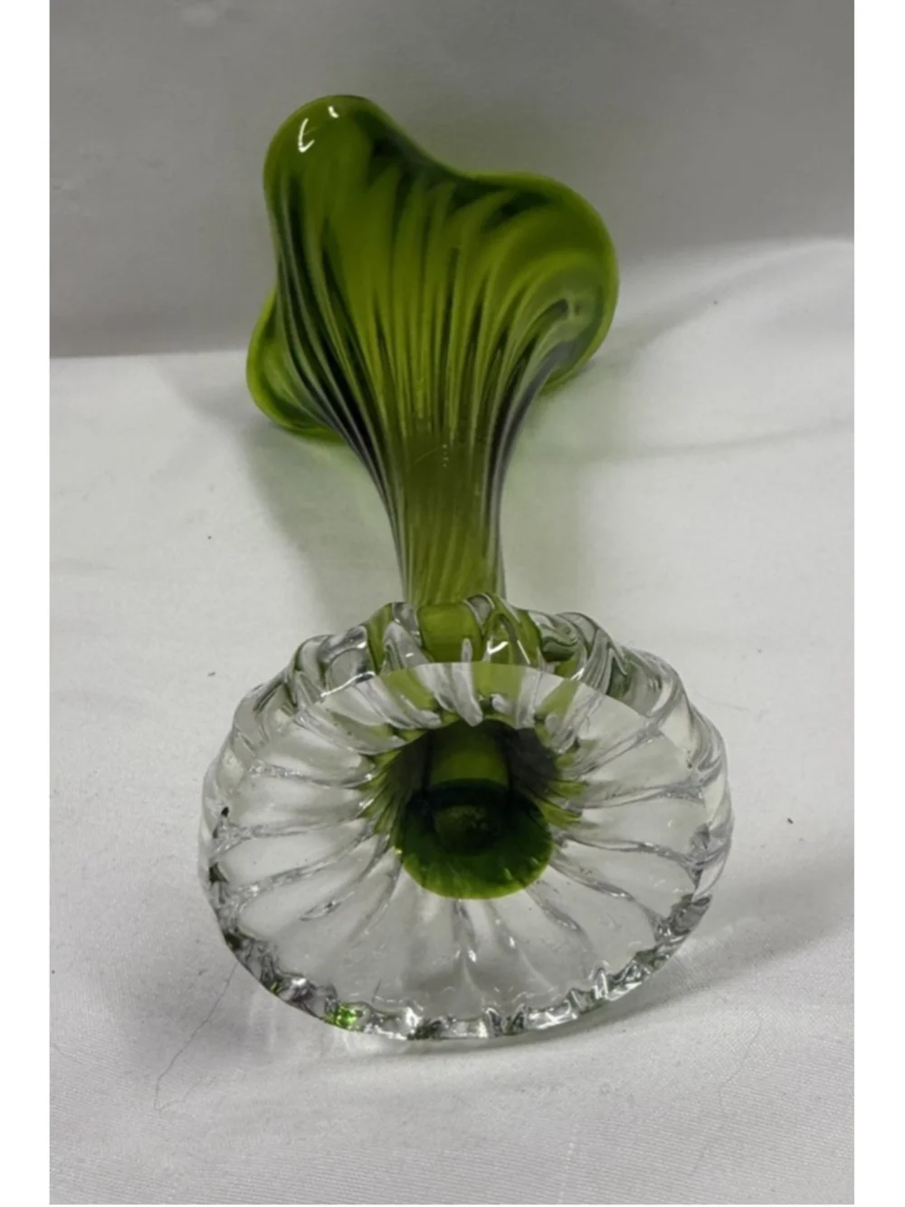 Vintage Handblown Green Glass Vase
